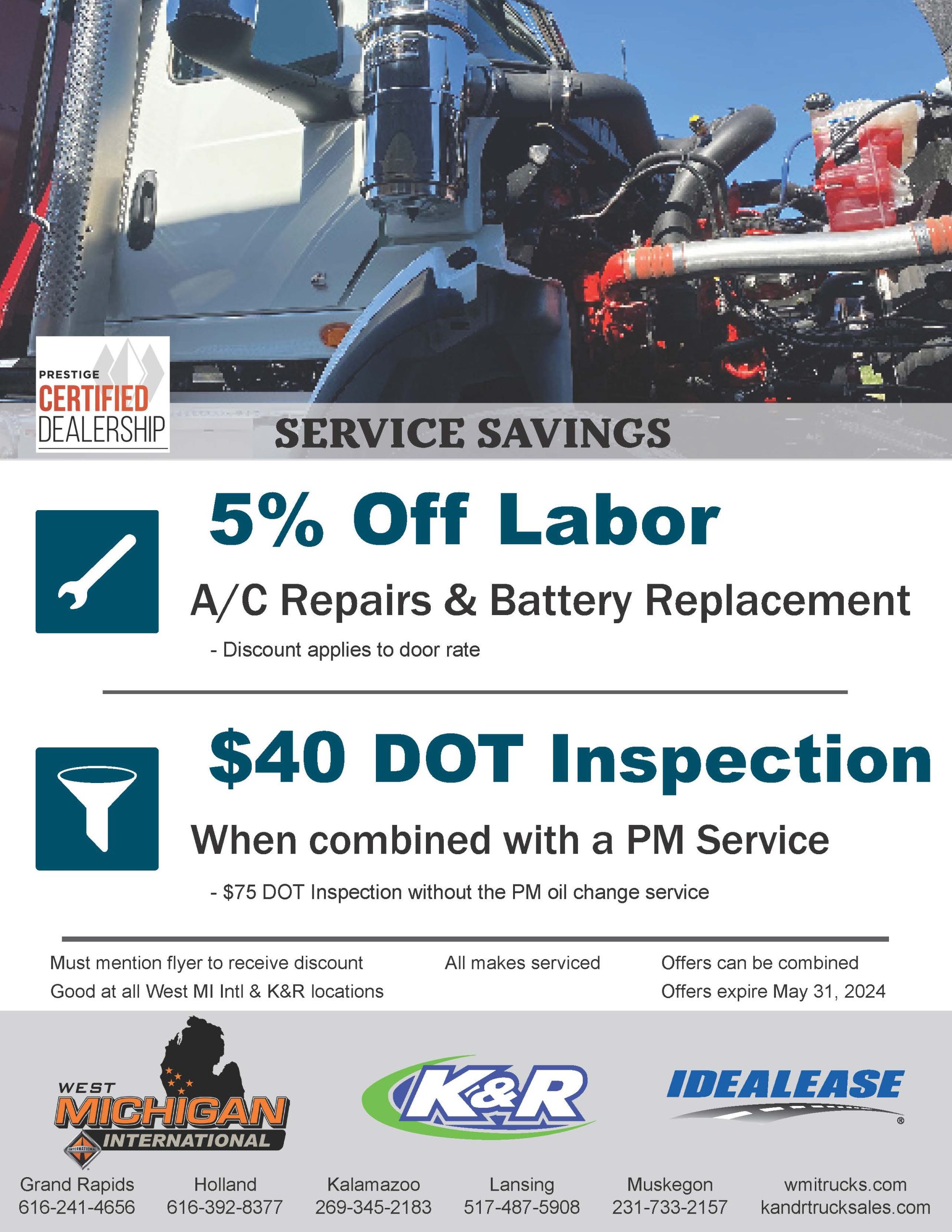 Service flyer on Truck repairs.